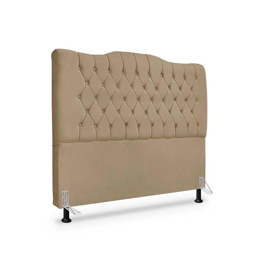 Cabeceira De Cama Box Casal 140 Cm Dunas – Veludo Bege Escuro