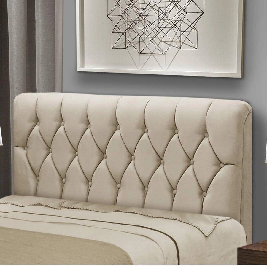 Cabeceira de Cama Box Casal 140 cm Capitone Istambul Dobuê – Bege